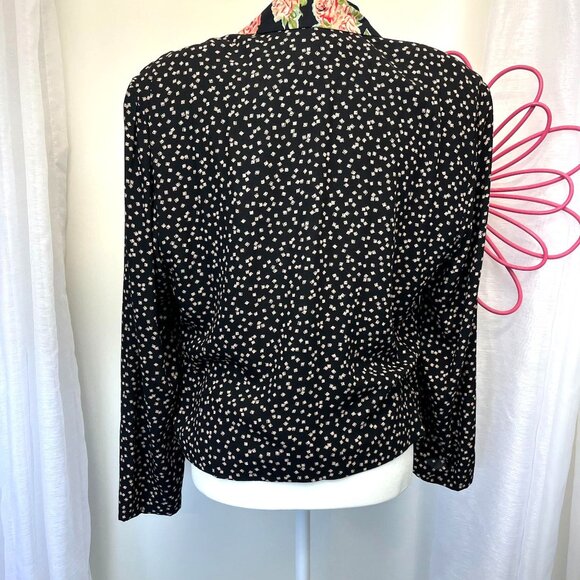 Carole Little Vintage Button Down Crop Blouse Jacket Art Deco Boho Hippie Size 8 - Picture 2 of 9